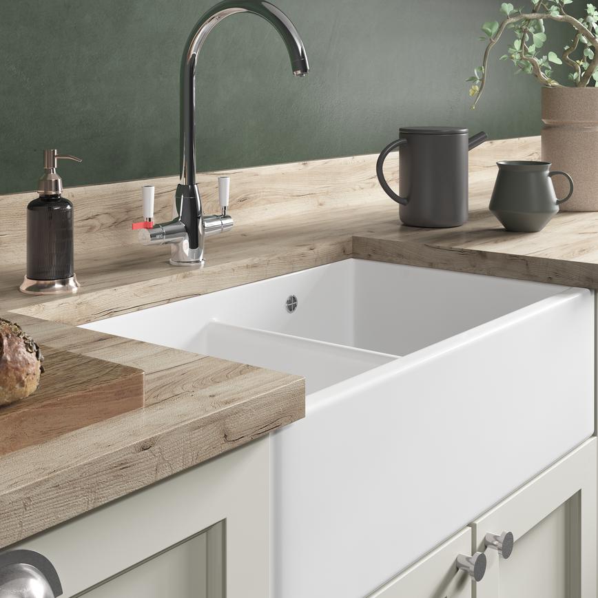 SNK1034 Double Bowl Butler Sink Cameo