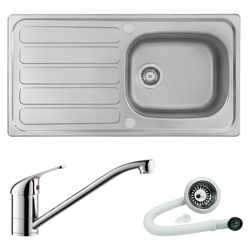 SNK5173 Drayton Single Bowl Sink TAP2422 Chrome Arno Single Lever Tap WAS5255 S/Steel Strainer Waste