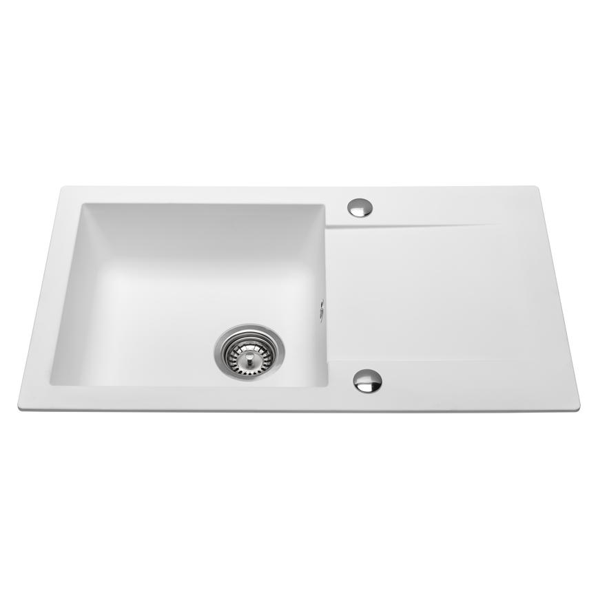 White Standard Composite Compact Single Bowl Sink