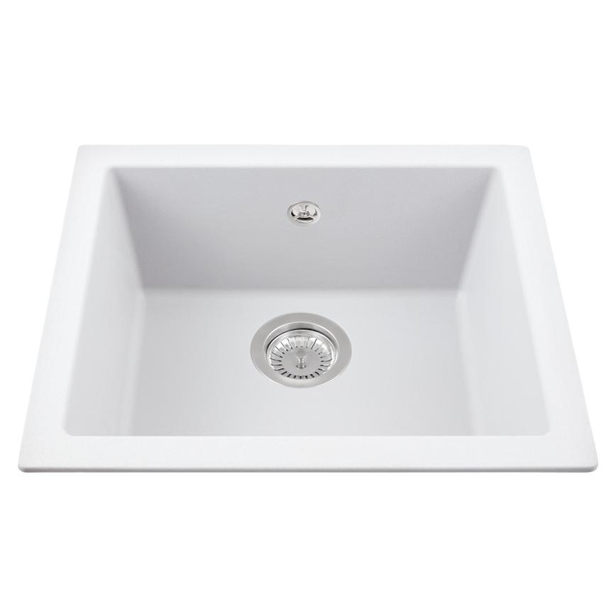 Single Bowl No Drainer Inset/Undermount Composite White Kitchen Sink