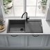 Chasewater Granite 1.0 BowlInset Sink Grey in Howdens Kitchen Chilcomb Mist