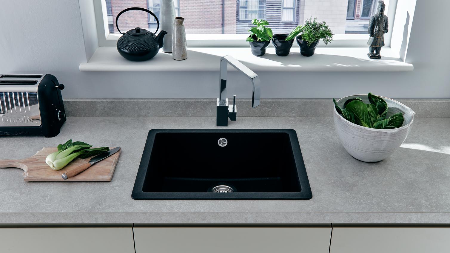Lamona Black Granite Composite Inset/Undermount Single Bowl Sink