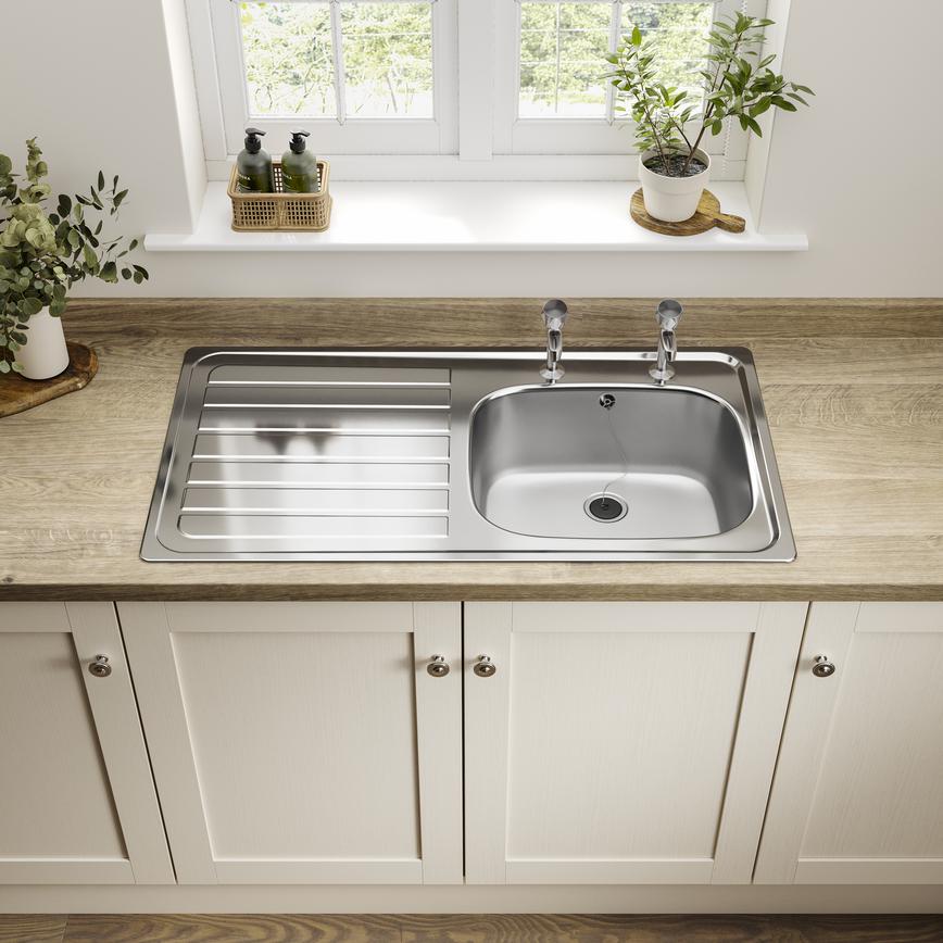 Tap Hole Single Bowl Sink Left Handed Allendale Antique White