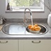 Lamona round bowl sink with drainer and Lamona Chrome Velino swan neck monobloc tap