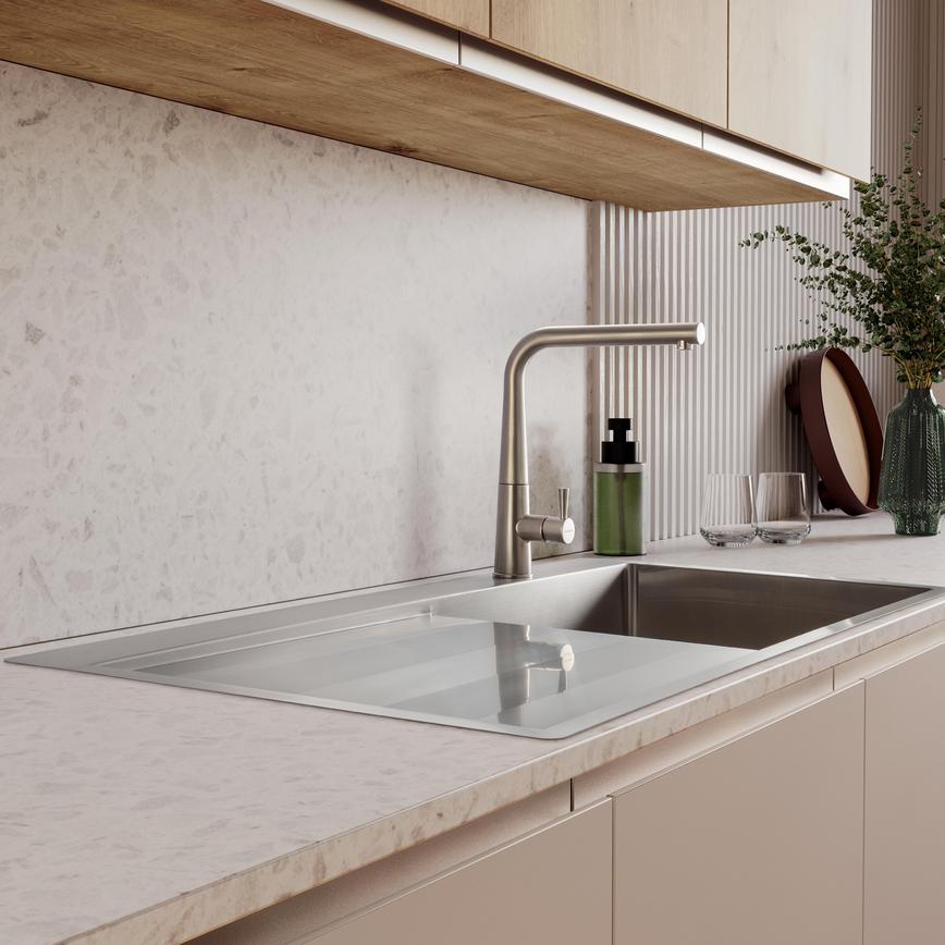 Rangemaster Eyebrook Single Bowl Stainless Steel Left Hand Sink