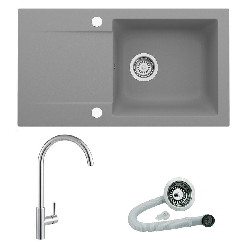 SNT2146 Grey Compact comp Sink & Swan Neck Tap