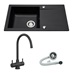Black Compact Composite Single Bowl and Rienza Black Tap