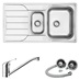 Rumworth 1.5 Bowl Sink and Arno Chrome Long Arm Mixer Tap With Premium Strainer Waste Kit Package