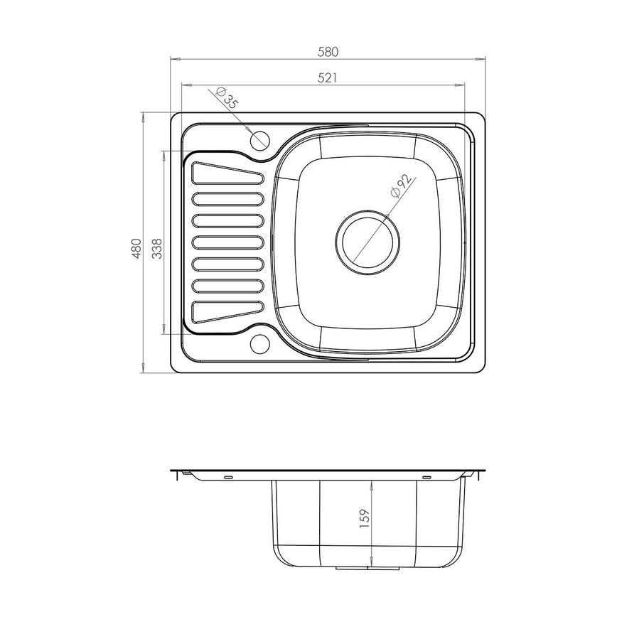 Foremark Double Bowl Sink Line Drawing