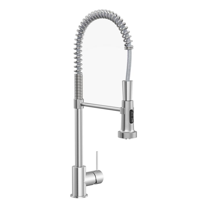 Alvo Professional Brushed Nickel J Spout Pull Out Kitchen Tap 