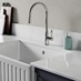 Bowden Polished Nickel Swan Neck Pull Out Kitchen Tap in Bridgemere Navy
