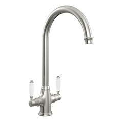 Victorian Brushed Nickel Swan Neck Mixer Kitchen Tap