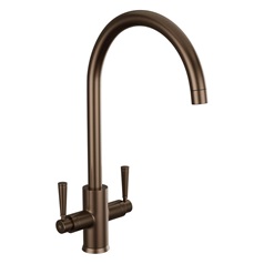 Garda Dual Lever Bronze Swan Neck Mixer Kitchen Tap