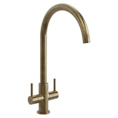 Radstone Brushed Brass Swan Neck Dual Lever Tap