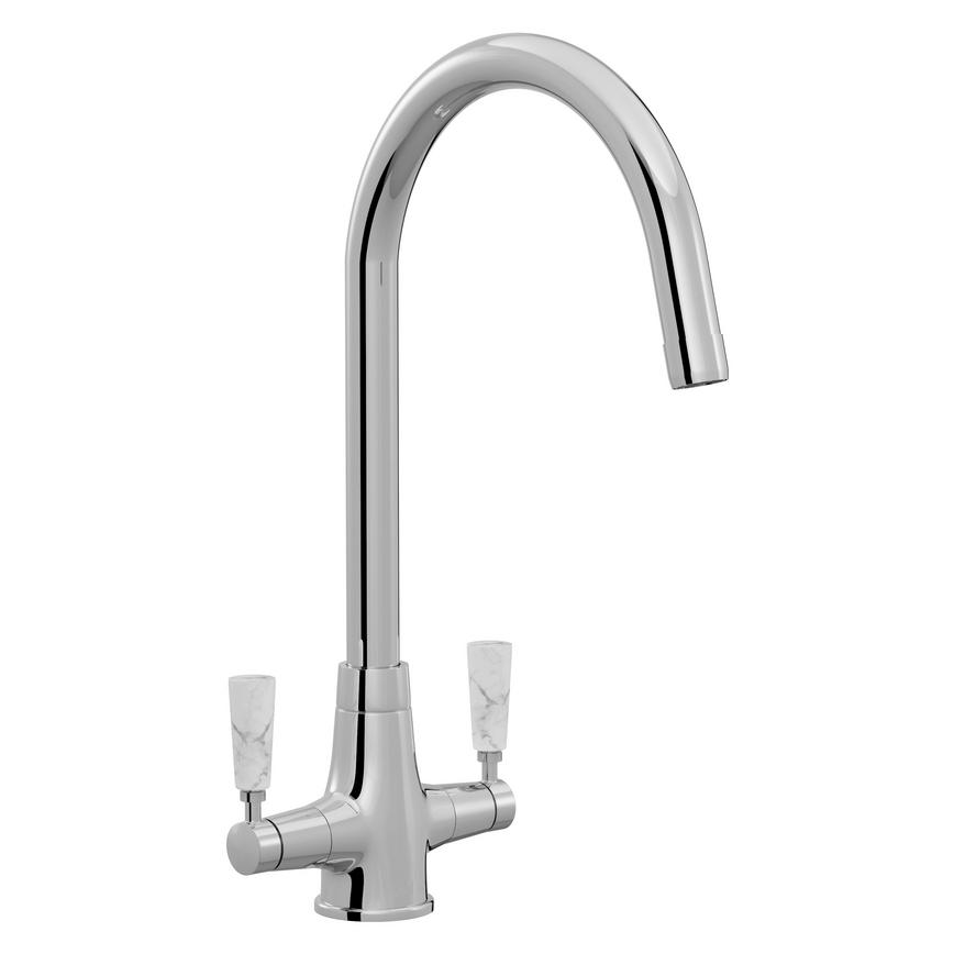 Victorian Polished Chrome and Matt Marble Mixer Tap, Victorian Polished Chrome Mixer Tap