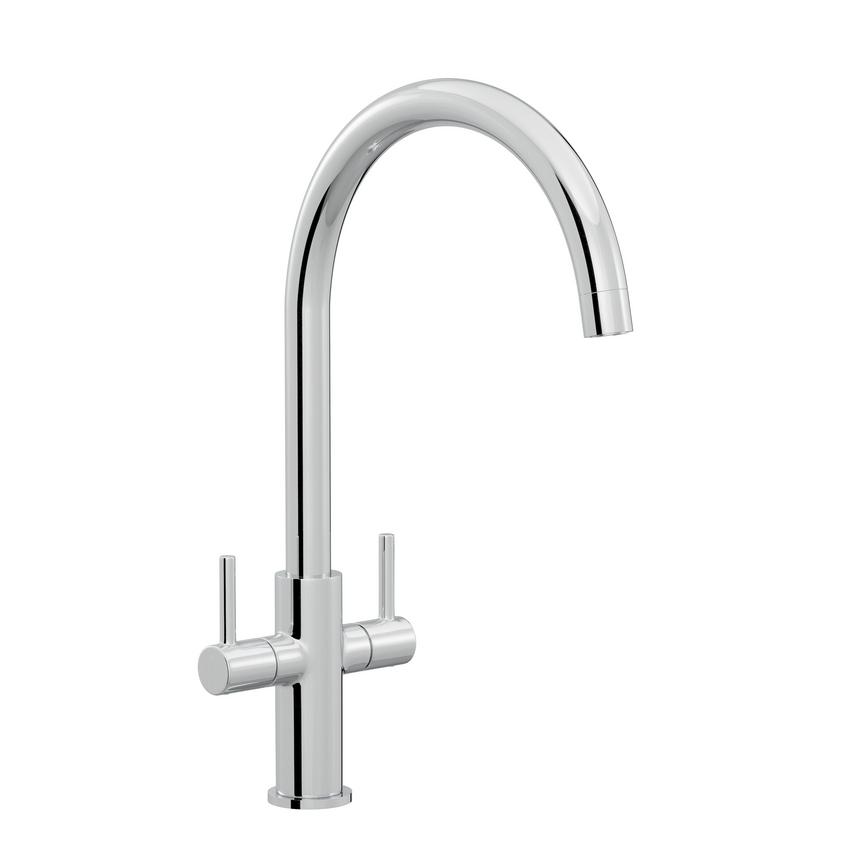 Radstone Polished Chrome Swan Neck Dual Lever Mixer Tap