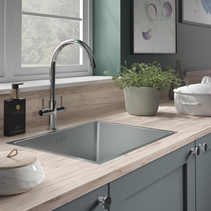 Radstone Polished Chrome Swan Neck Dual Lever Mixer Tap