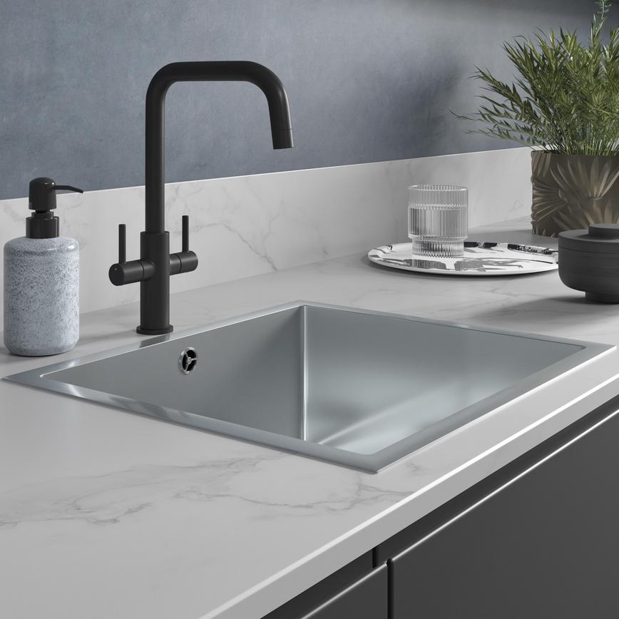 Radstone Matt Black Chrome Right Angled Dual Lever Mixer Tap