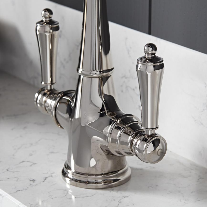 Polished Nickel J Spout Mixer Tap Handles