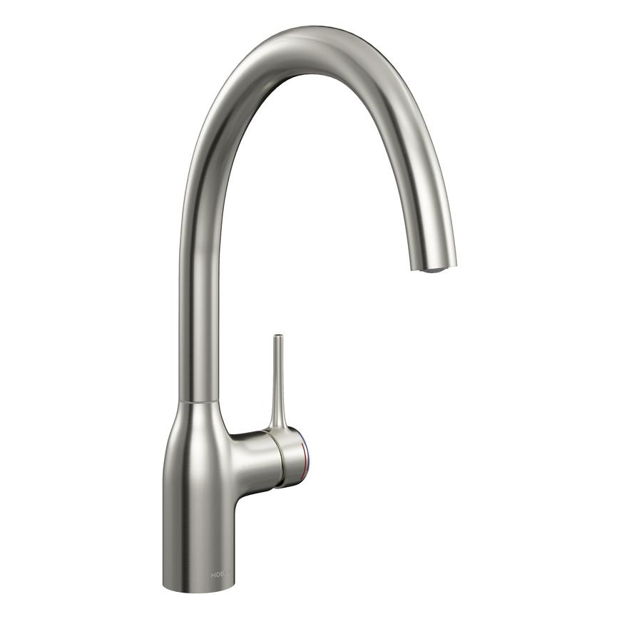 Nobili Mania Brushed Nickel Swan Neck Kitchen Tap