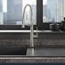 Nobili Levante Professional Brushed Nickel Swan Neck Pull Out Kitchen Tap