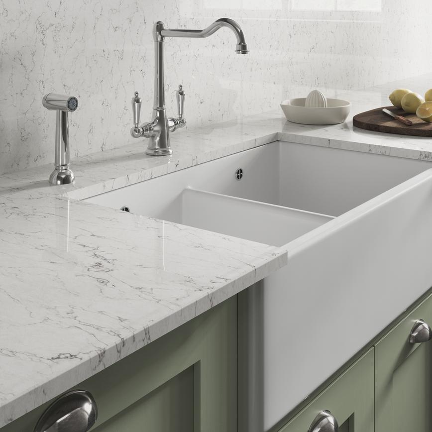 Polished Nickel Handspray and Bowden Polished Nickel J Spout Mixer Tap