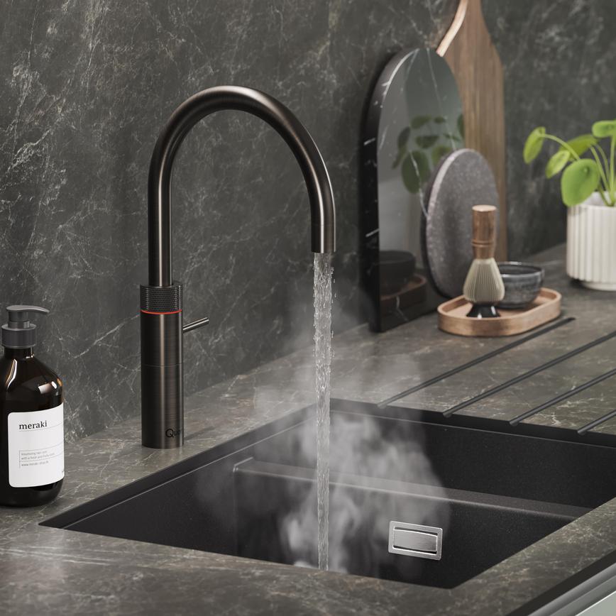 Quooker Fusion Round Pro 3 Gun Metal Close Up On