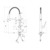 Nobili Levante Professional Brushed Nickel Swan Neck Pull Out Kitchen Tap Line Drawing
