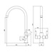 Pronteau Kynance PROBOIL2X Brushed Aged Brass Swan Neck 3 in 1 Instant Hot Water Kitchen Tap Line Drawing