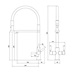 Pronteau Kynance PROBOIL2X Brushed Nickel Swan Neck 3 in 1 Instant Hot Water Kitchen Tap Line Drawing