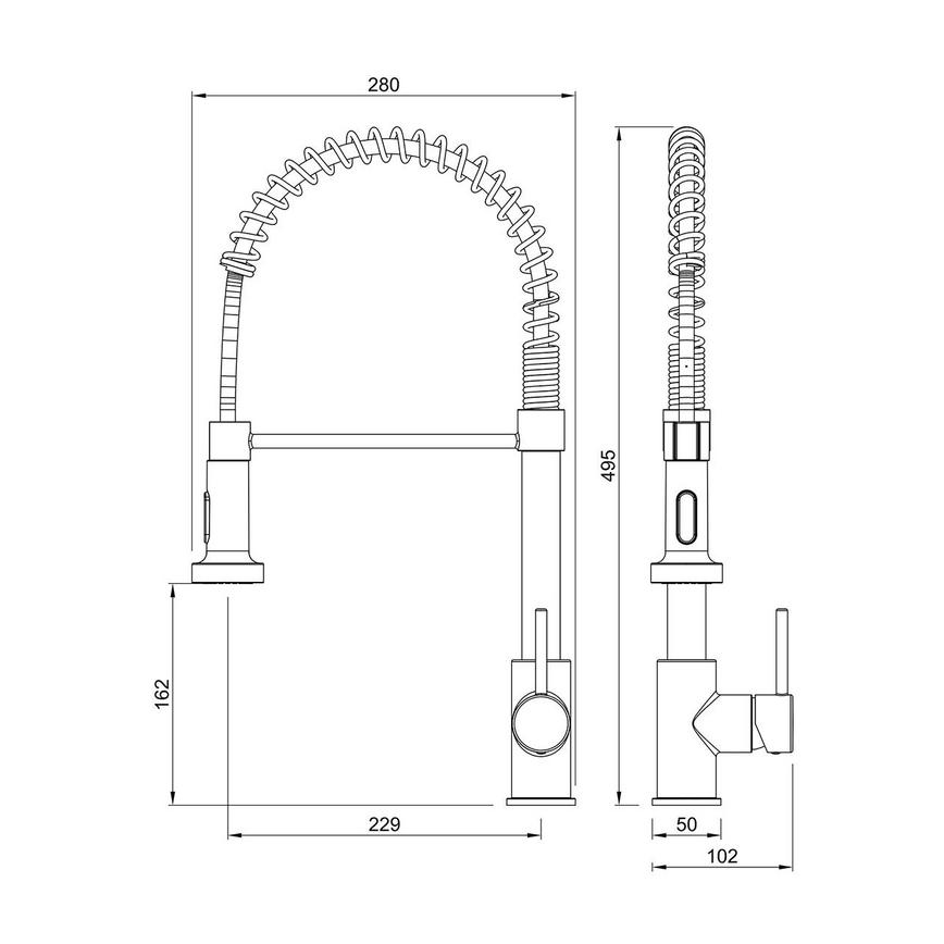 AlvoProfessional Chrome Pull Out Tap Line Drawing