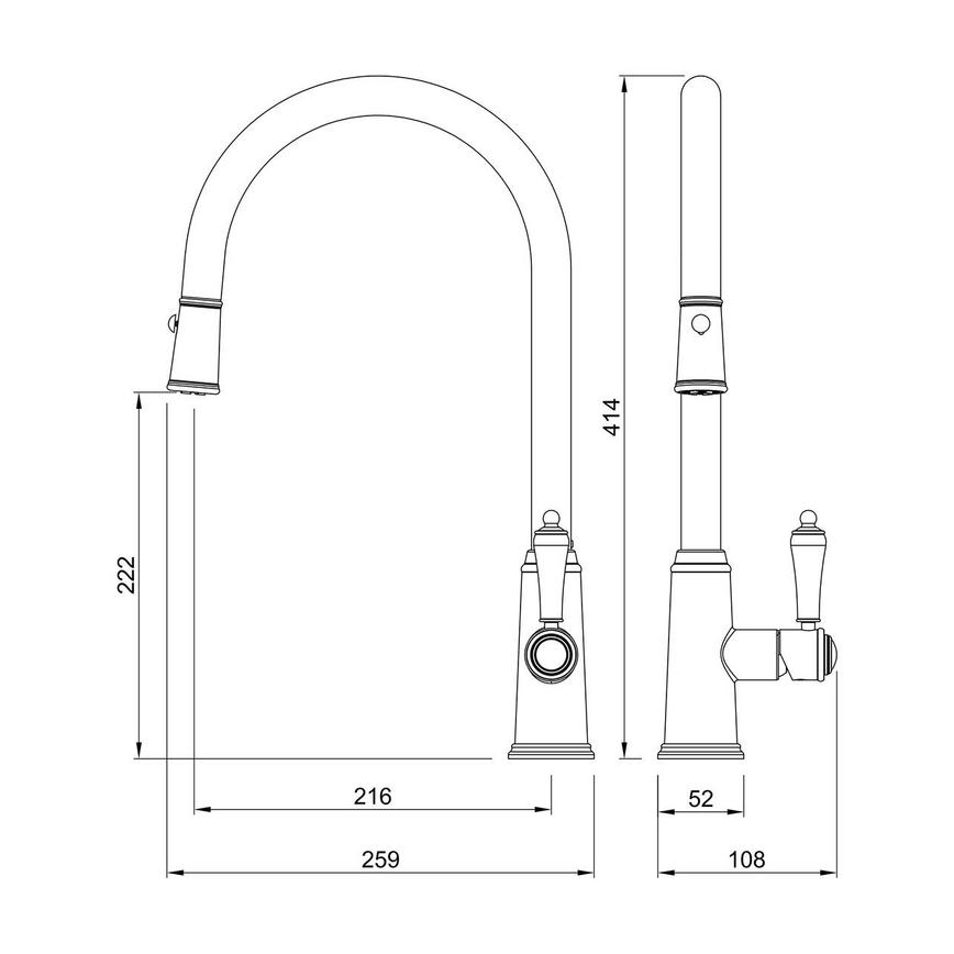 Bowden Nickel Pull Out Tap Line Drawing