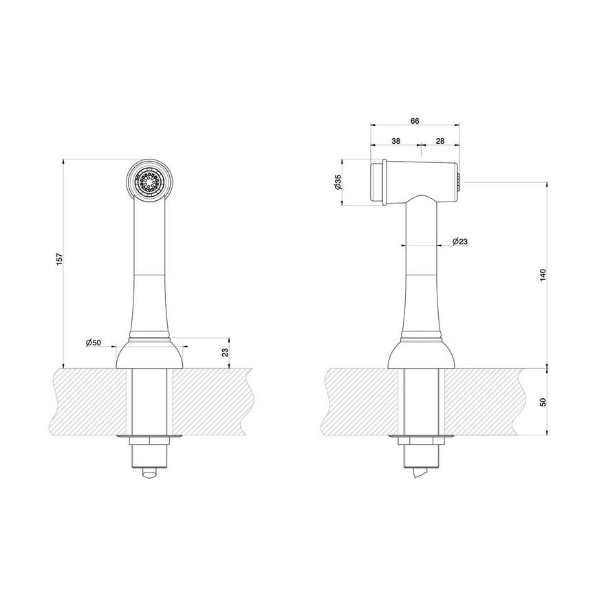 Bowden Nickel Handspray Line Drawing