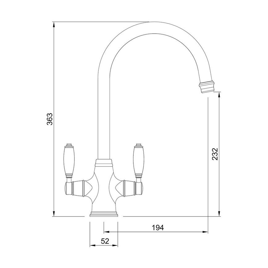 Victorian Nickel Mixer Tap Line Drawing