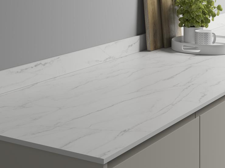 Howdens 3m x 12.5mm Square Edge Sabbioso Marble Compact Laminate Worktop and Upstand