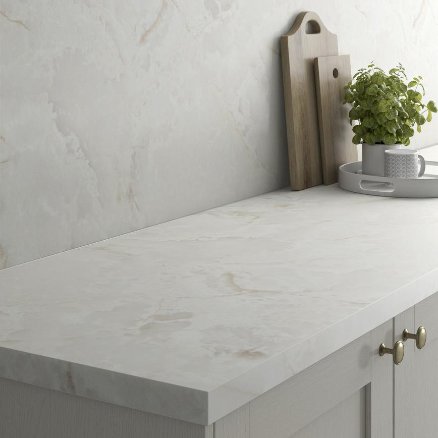 Howdens 3m x 38mm Square Edge Nimbus Marble Laminate Worktop
