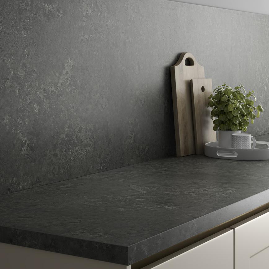 Howdens 3m x 38mm Square Edge Nero Metal Effect LamInate Worktop And Backboard Angle