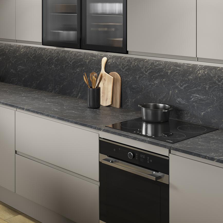 Howdens 3m x 12mm Square Edge Sandstone Compact LamInate Worktop In clerkenwell Metallic Titanum