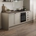 Howdens Professional V Groove Chestnut Oak Laminate Flooring in a Witney Pebble Kitchen Set