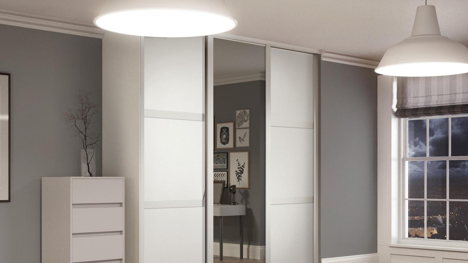 White Frame Shaker Mirror Wardrobe Doors Bedroom Lifestyle