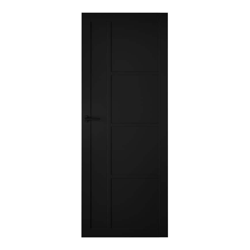Harlem Pre-Finished Black Panel 2'6" Door with Black Lenox Mitred Slim Handle