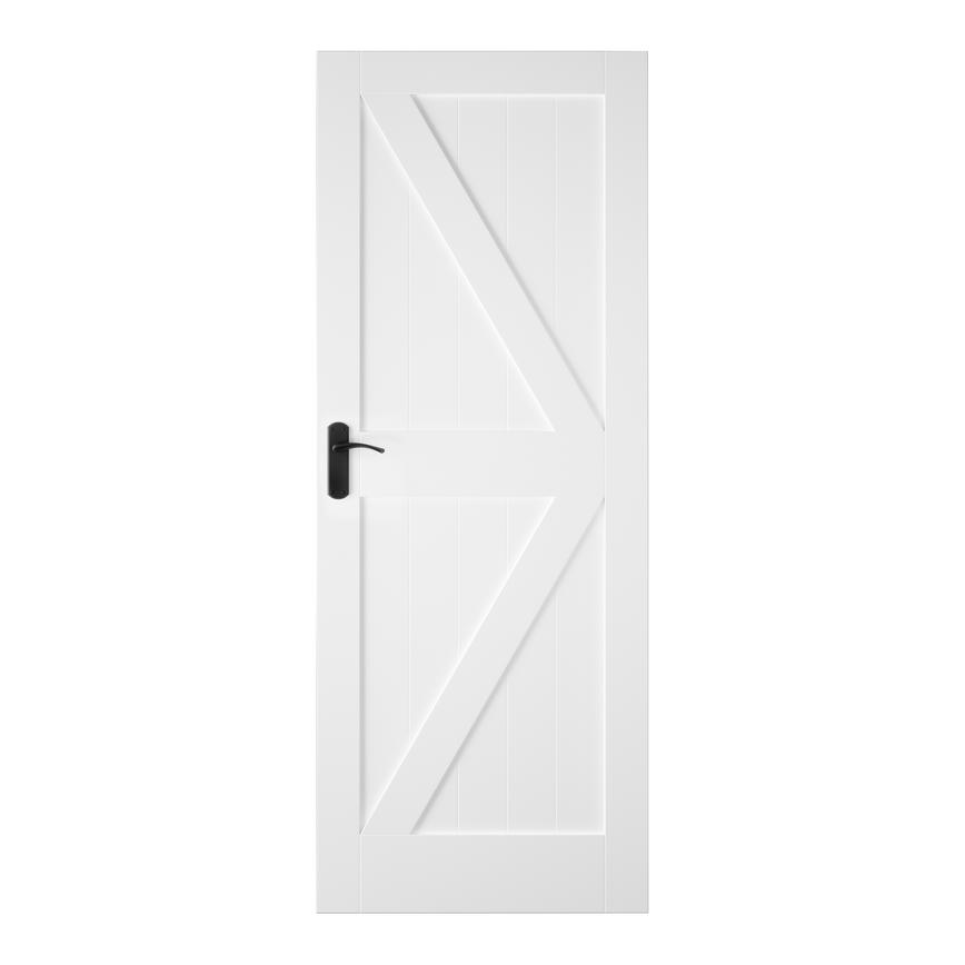 Barn Door Primed White 762mm Door with Garda Lever on Backplate Handle