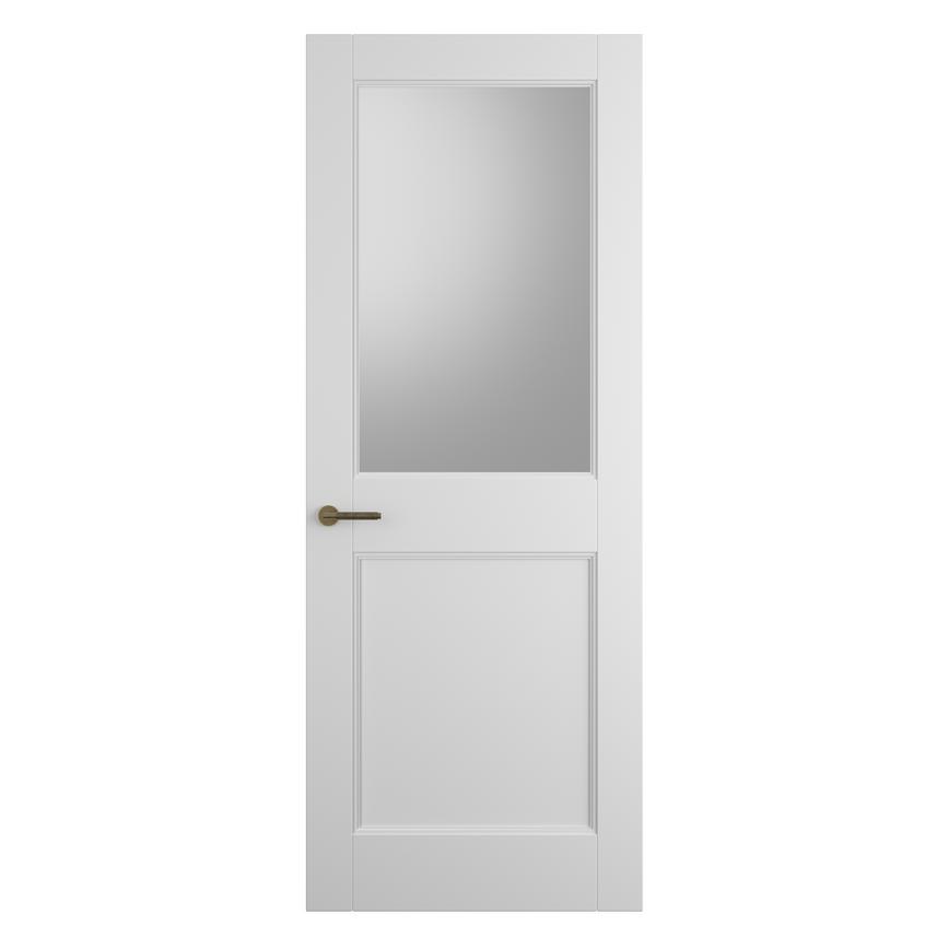 Howdens Elmbridge White Primed 2 Panel Clear Glazed Door