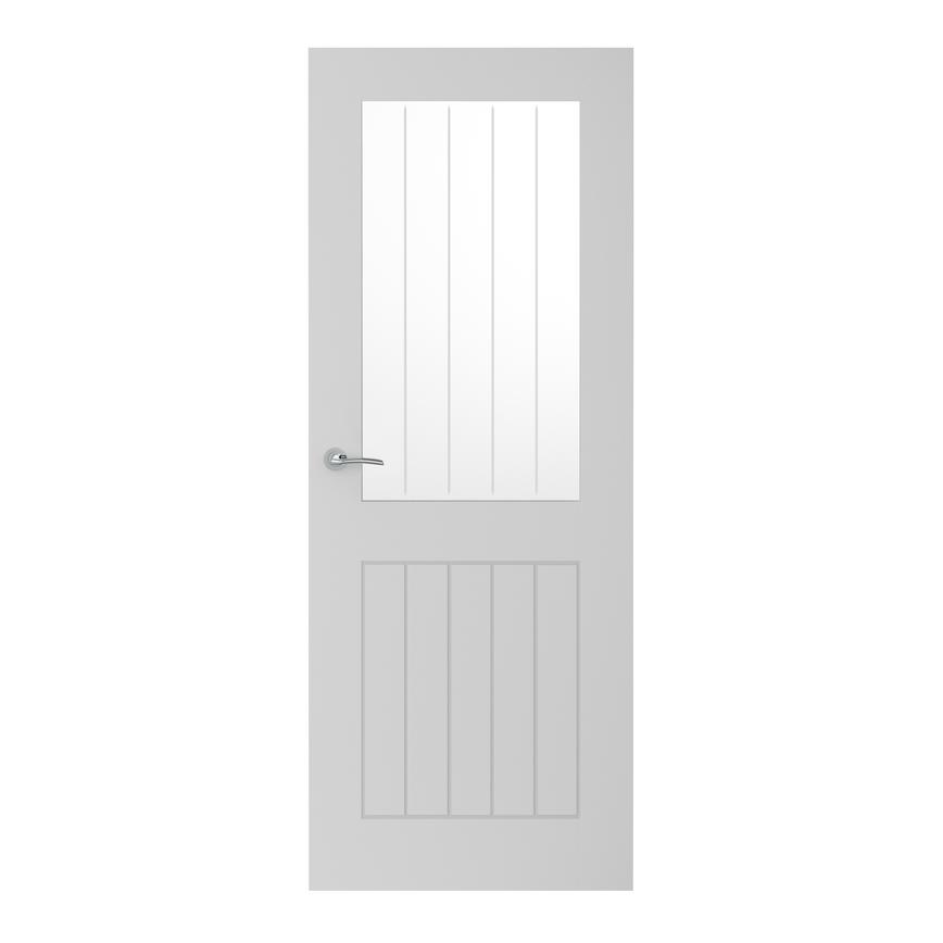 Howdens Holdenby 6'6" x 2'6" White Primed Clear Glazed Door" & Newington Lever on Rose Fire Rated Door Handle Pack