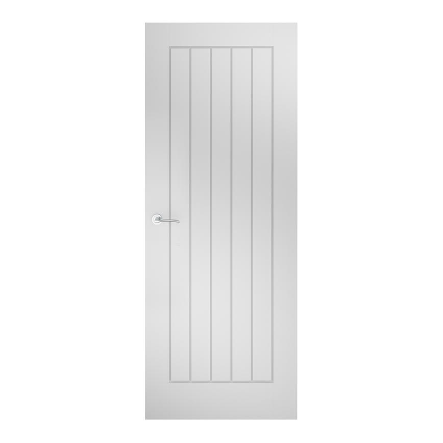 Howdens Dordogne 6'6" x 2'6" White Primed Door & Newington Lever on Rose Fire Rated Door Handle Pack