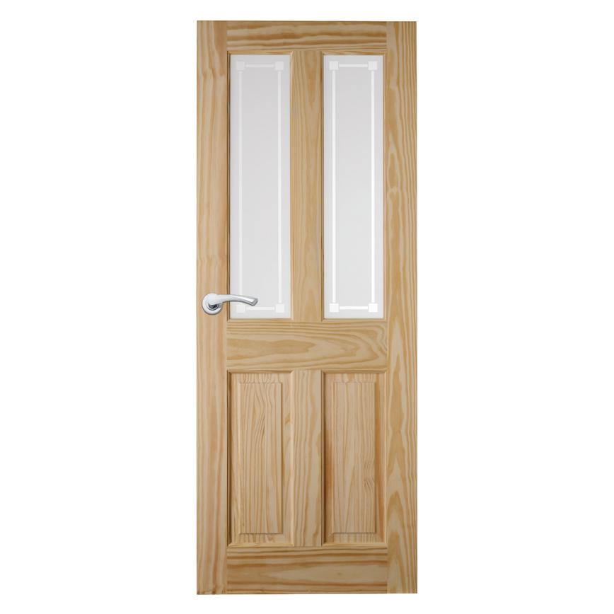 Howdens Pembrey Clear Pine 4 Panel 2 Light Softwood Glazed Door