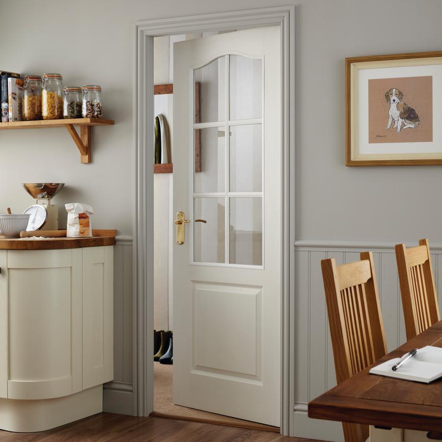 Howdens Arched Top Grained Moulded Glazed Door Howdens