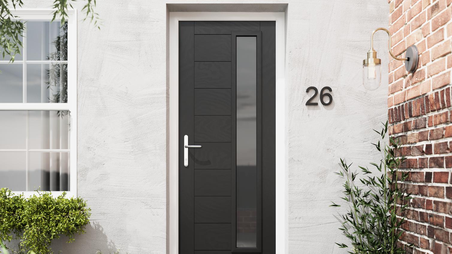 Monza glazed black composite door