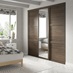 Walnut Frame Mirrored 762mm x 2225mm Sliding Wardrobe Door & Shaker Walnut Panelled 914mm x 2225mm Sliding Wardrobe Door