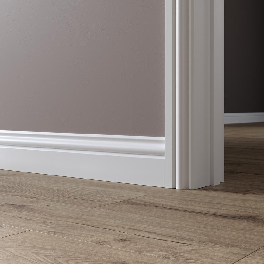 Howdens 4.2m x 120mm Ogee White Primed MDF Skirting Board